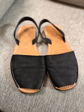 Classic Black Leather Women’s Slingback Sandals PONS (9) 39